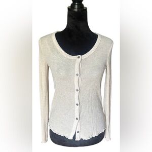 Pink Rose Cream Cardigan or light sweater, Medium